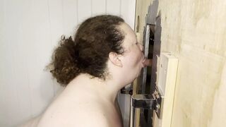 Bbw slut wife gloryholesub sucks off new friend at the gloryhole