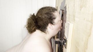 Bbw slut wife gloryholesub sucks off new friend at the gloryhole