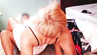 Stepmom makes me cum on her dick after a blowjob