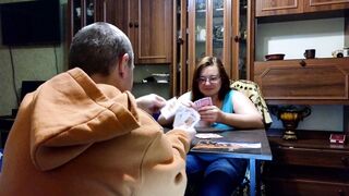 Lost at Cards, but Finished All Over Her Face!