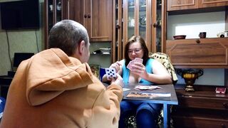 Lost at Cards, but Finished All Over Her Face!