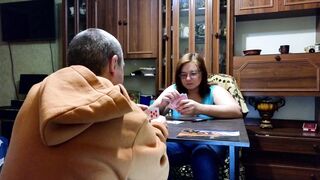 Lost at Cards, but Finished All Over Her Face!