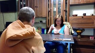 Lost at Cards, but Finished All Over Her Face!