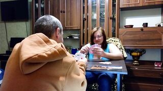 Lost at Cards, but Finished All Over Her Face!