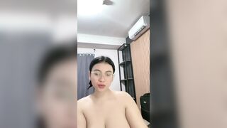 Asian girl stripping her underwear keeps stroking