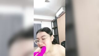 Asian girl stripping her underwear keeps stroking - 2 image