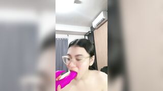 Asian girl stripping her underwear keeps stroking - 4 image