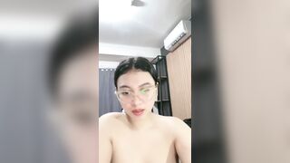 Asian girl stripping her underwear keeps stroking