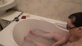 Washing Soapy Breasts in Bath