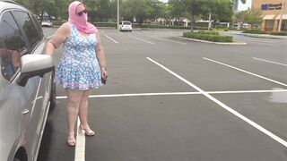 Big juicy fat ass busty white girl black cock blowjob - bbw milf in mini short dress flashing thick curvy booty in public and sex with stranger in car, getting her pussy creampie twice in parking lot outdoor - 4 image