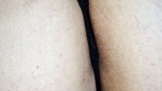I was used my black panties and my husband couldn't resist the desire to fuck my big ass