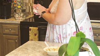 Big Boob busty milf white girl maid with hot juicy fat ass in mini dress panties to the side cleaning house showering - 13 image