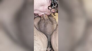 She sucks the neighbor's cock and then rides it until she has her pussy dripping with cum - 3 image