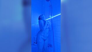 Shower Tease Under LED Lights - Bubbly Body, Wet Curves