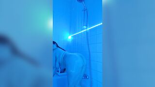 Shower Tease Under LED Lights - Bubbly Body, Wet Curves