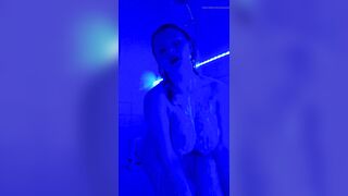Shower Tease Under LED Lights - Bubbly Body, Wet Curves