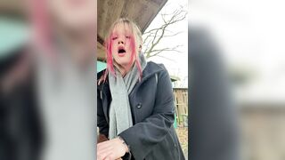 Bbw Babe takes a stroll and masturbates outside - 15 image