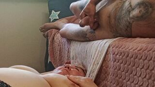 I jerk off my dick and cum in my mother-in-law's mouth