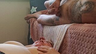 I jerk off my dick and cum in my mother-in-law's mouth