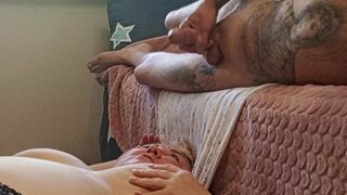 I jerk off my dick and cum in my mother-in-law's mouth