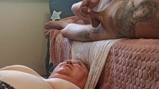 I jerk off my dick and cum in my mother-in-law's mouth