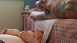 I jerk off my dick and cum in my mother-in-law's mouth