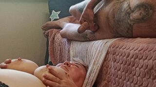 I jerk off my dick and cum in my mother-in-law's mouth