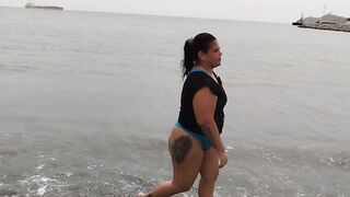 Chubby Latina what a big ass on the beach