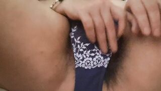 wet and hot vagina is masturbated in panties.