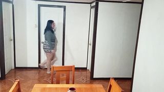 Sex before breakfast on the dining table with a stepmother taken by surprise