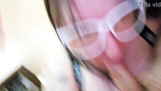 Amateur BBW Milf Candid Sandra slobs on a rock hard cock & deepthroats like her life depends on it