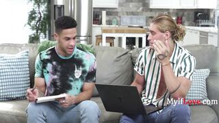 Watch MylfLove's busty stepmom get drenched in cum after being read on her face