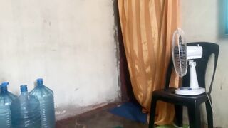 Thick BBW neighbor rubs her juicy ass after shower & massages her with lotion