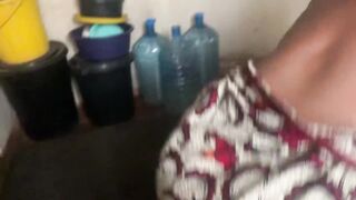 Thick BBW neighbor rubs her juicy ass after shower & massages her with lotion