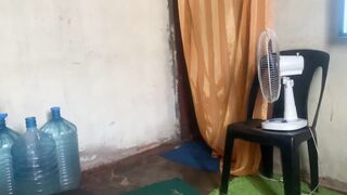 Thick BBW neighbor rubs her juicy ass after shower & massages her with lotion