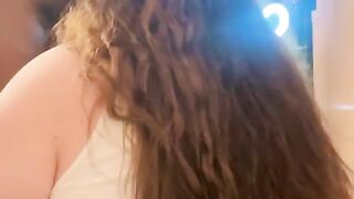 Step brother gets a Christmas present from a chubby babe with a thick body and a mouth to match - 1 image