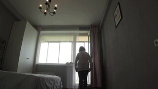 Watch this curvy MILF strip down and show off her juicy body - up close and personal!