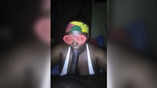 Watch this BBW slut get a messy facial and a sloppy head from a lucky guy