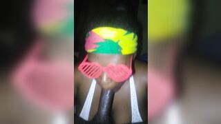 Watch this BBW slut get a messy facial and a sloppy head from a lucky guy