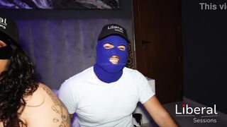 Curvy BBW gets double-stuffed by two strangers in hot lingerie action