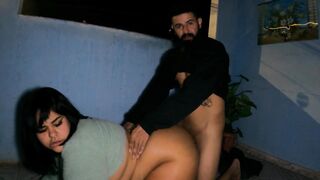 Curvy plumper caught smoking & flaunting her curves in panties & shows off to neighbor