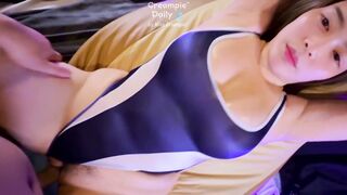 Watch this curvy Asian beauty get her shaved pussy filled with cum