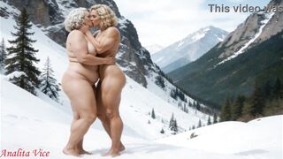 Sexy BBW and curvy babe get naked in the snow and engage in steamy lesbian sex
