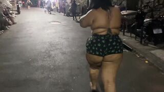 Fucking a chubby slut on the beach wearing a beachwear and getting her mouth and ass filled with BBC