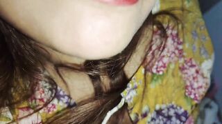 My stepbrother's touch my boobs and pussy late at night - A wild night of bisexual sex!