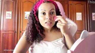 Petite Black Cosplayer Coconut Farts & Talk Show with Talk Show Host