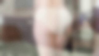 Check out this curvy PAWG wife peeping on her husband in white panties! - 9 image