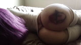 BBW hooker Purple Reign gets her purple booty fingered and face fucked - 1 image
