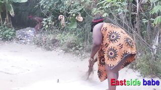 Young African BBW eastside babe gets fingered & pounded while cleaning the compound