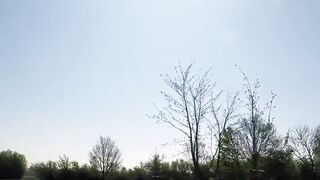 Watch this BBW slut take risky outdoor pounding in POV with wild sex and facial finish